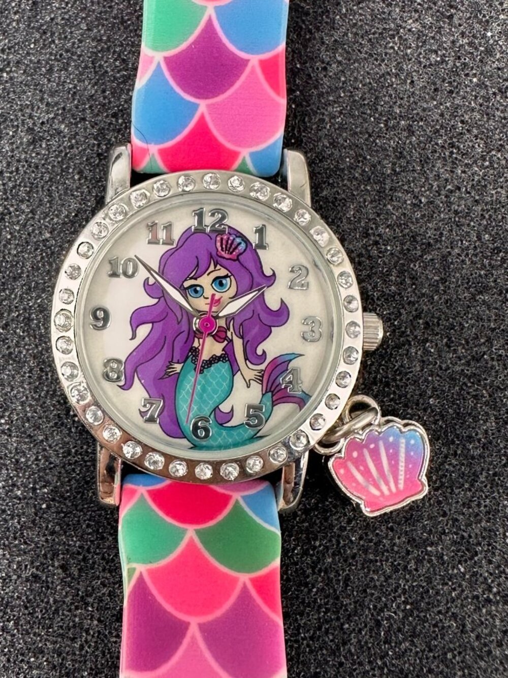 3/$30 Accutime Mermaid Watch Little Girls Silver Tone Purple Pink Band